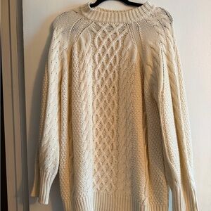 Anrabess Oversized Cable Knit Sweater Dress Cream White Women’s Size Medium M